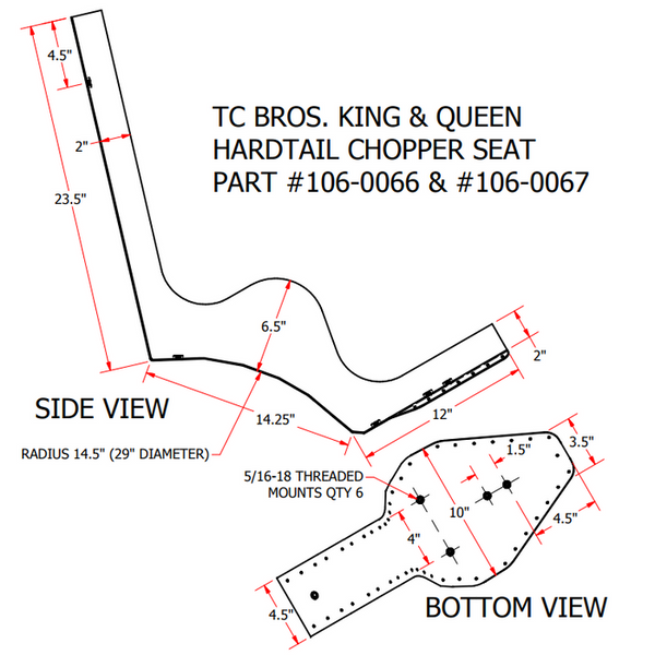 TC Bros King & Queen Hardtail Seat Black