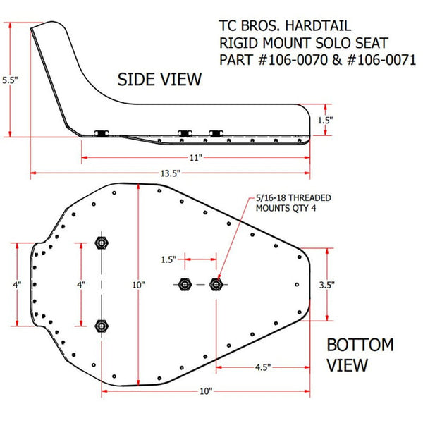 TC Bros Hardtail Rigid Mount Solo Seat Black