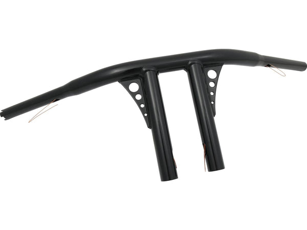 8 Straight-Up T-Bar Handlebar Non-Dimpled 4-Hole Black Powder Coated 1 1/4" Throttle By Wire Throttle Cables