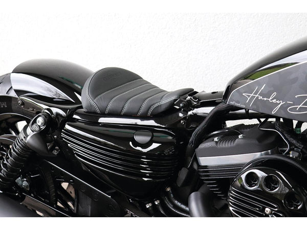 Cult-Werk Old School Frame Mounted Solo Seat for Sportster Black Leather