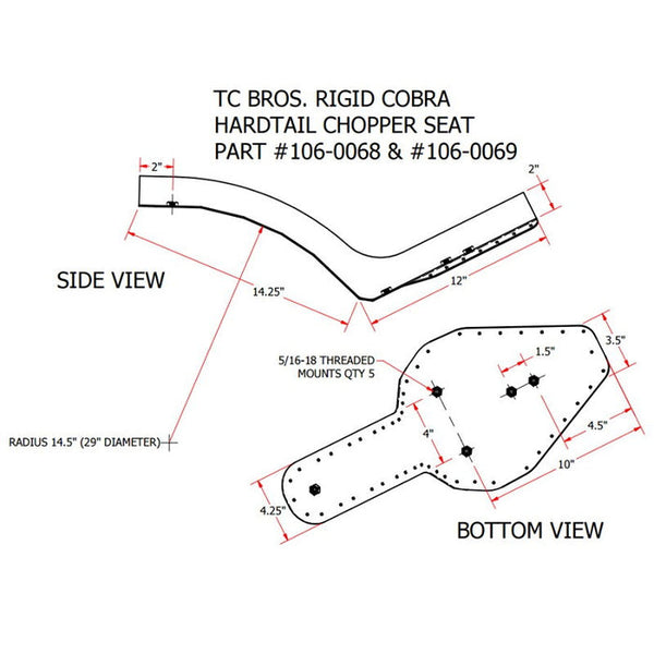 TC Bros Hardtail Rigid Cobra Seat Black