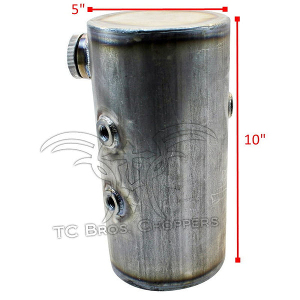 TC Bros 5 inch Round Chopper Oil Tank Flat Ends Universal Fit