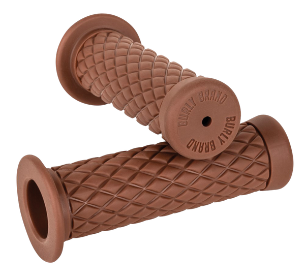Burly Diamondback Rubber Grips Fits 1" Handlebars, Brown, Set For Left And Right