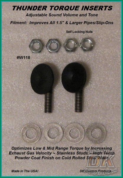 DK Custom Thunder Torque Inserts 258 (for 3" diameter slip ons) For Increased HP & Torque (Twin pack for two slip-ons)