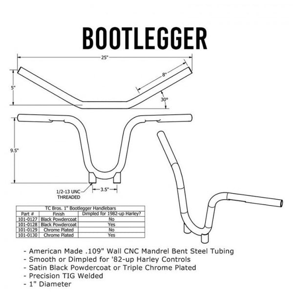 Tc Bros 1” Bootlegger Handlebars