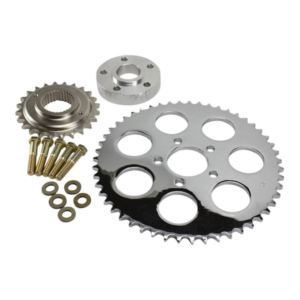 TC Bros Dyna belt-to-chain conversion kit with chrome rear sprocket
