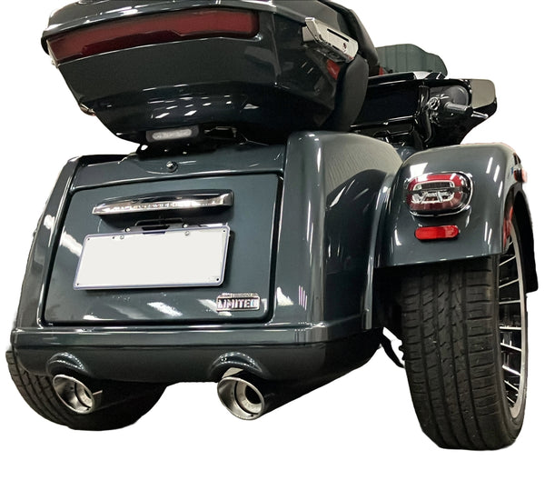 TAB Performance 4-inch black B.A.M. Stick mufflers for European-specification HDI trikes