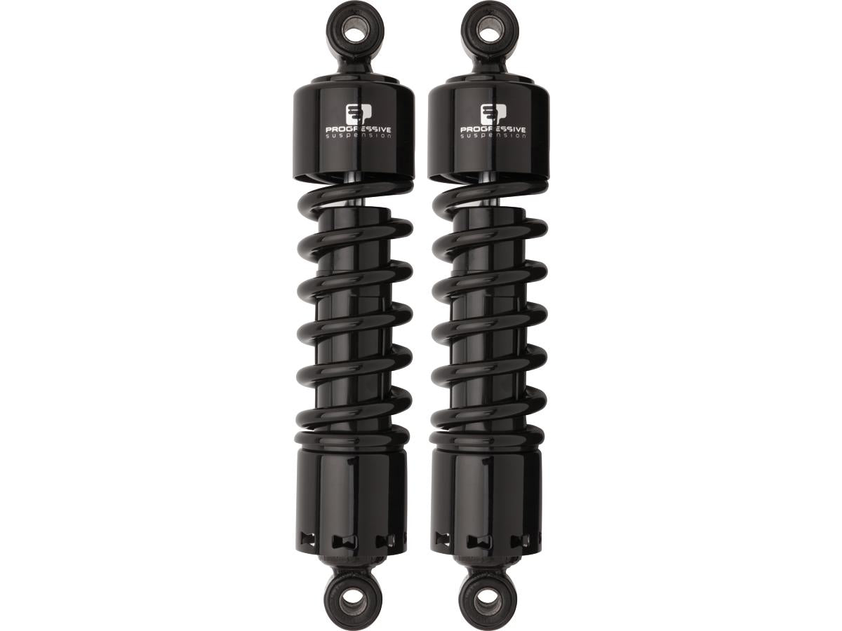 Progressive 412 Series 11.5" Shocks Standard Duty Black for for '79-'03 Sportster, '77-'78 XLCR, '85-'05 Touring, '85-'94 FX Model, '80-'84 FLT, '81-'84 FLTC, '82-'84 FXR, FXRS and '83-'84 FXRT