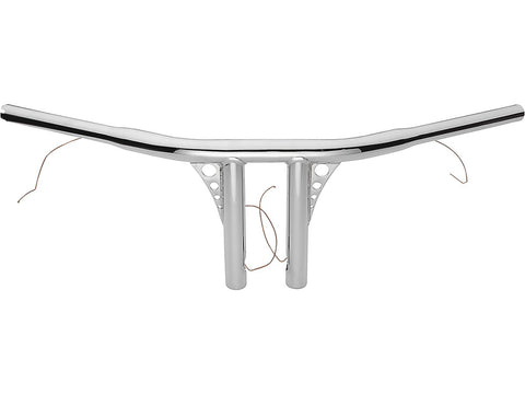 8 Straight-Up T-Bar Handlebar Non-Dimpled 4-Hole Chrome 1 1/4" Throttle By Wire Throttle Cables