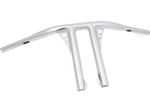 10 Straight-Up T-Bar Handlebar Non-Dimpled 4-Hole Chrome 1 1/4" Throttle By Wire Throttle Cables