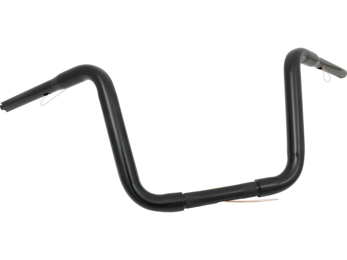 11 Standard Ape Hanger Handlebar Non-Dimpled 3-Hole Black Powder Coated 1 1/4" Throttle By Wire Throttle Cables