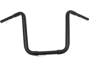 14 Standard Ape Hanger Handlebar Non-Dimpled 3-Hole Black Powder Coated 1 1/4" Throttle By Wire Throttle Cables