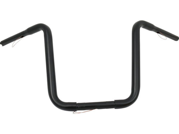 14 Standard Ape Hanger Handlebar Non-Dimpled 3-Hole Black Powder Coated 1 1/4" Throttle By Wire Throttle Cables