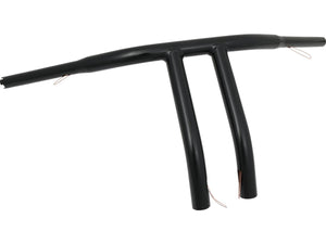 12 T-Bar Handlebar Non-Dimpled 4-Hole Black Powder Coated 1 1/4" Throttle By Wire Throttle Cables