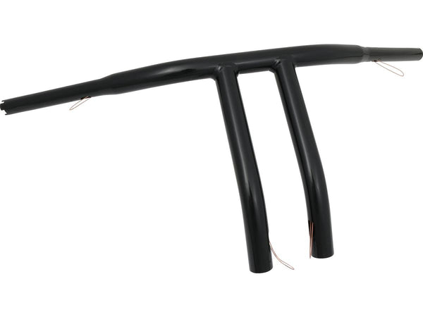 12 T-Bar Handlebar Non-Dimpled 4-Hole Black Powder Coated 1 1/4" Throttle By Wire Throttle Cables