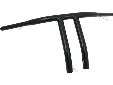 12 T-Bar Handlebar Non-Dimpled 4-Hole Black Powder Coated 1 1/4" Throttle By Wire Throttle Cables