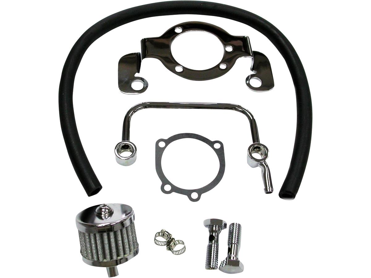 Breather Kit with Mounting Bracket Chrome 07-20 Sportster