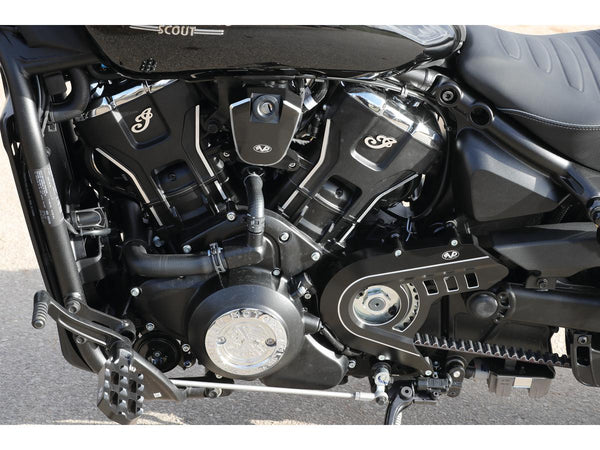 V-Performance Outer Sprocket Cover Black Cut Anodized for '25 Indian Scout