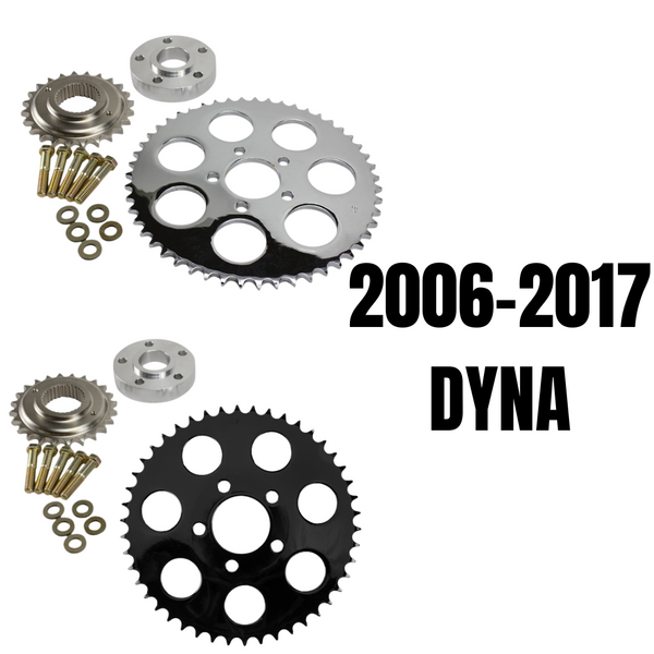 TC Bros Belt-to-Chain Conversion Kits for 2006-2017 Harley-Davidson Dyna in black and chrome