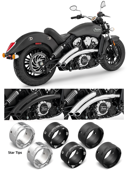 Radical Radius For Indian Scout Fits All Indian Scout 2015-2024, Chrome With Sculpted Black Slash Cut Tips