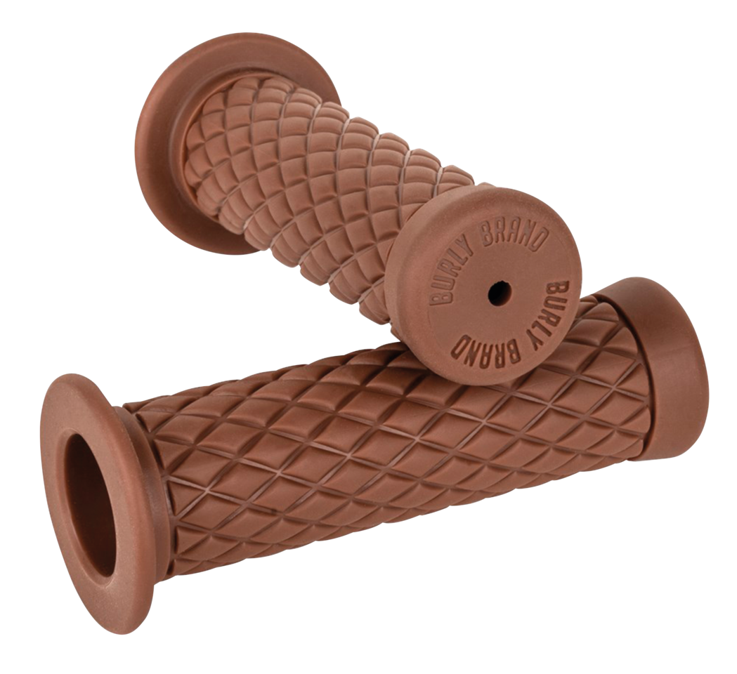 Burly Diamondback Rubber Grips Fits 1" Handlebars, Brown, Set For Left And Right