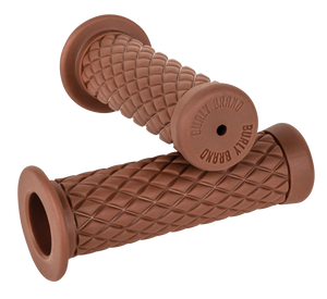 Burly Diamondback Rubber Grips Fits 1" Handlebars, Brown, Set For Left And Right