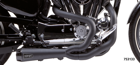 Two Brothers Racing Comp-S 2-Into-1 Exhaust Systems Fits All XL Sportster 2014-2022, Ceramic Black Coated, With Carbon Fibre End Cap