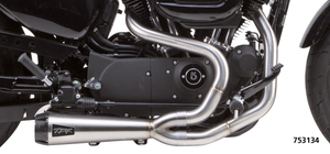 Two Brothers Racing Comp-S 2-Into-1 Exhaust Systems Fits All XL Sportster 2014-2022, Raw Finish, Carbon Fibre End Cap