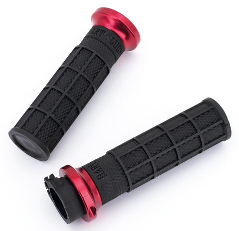 Odi Hart-Luck Lock-On Signature Full-Waffle Slip-On Grips, Black With Black Logo And Red Clamp, Pair