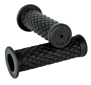 Burly Diamondback Rubber Grips Fits 1" Handlebars, Black, Set For Left And Right