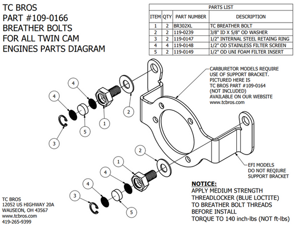 TC Bros. Breather Bolts for Harley-Davidson Twin Cam - Raw Finish