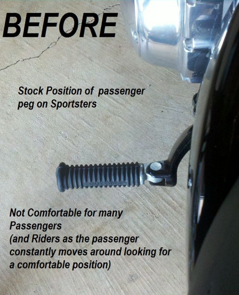 Left Side Passenger Comfort Peg Extensions 1.5" 2014 Sportster