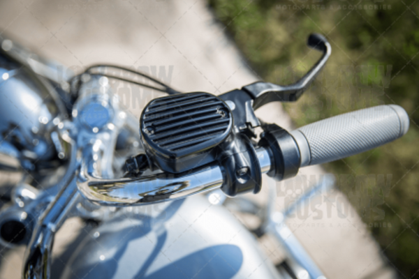 Lowbrow Customs Finned Master Cylinder Cover  Black 2004-2018 Harley Davidson Sportster